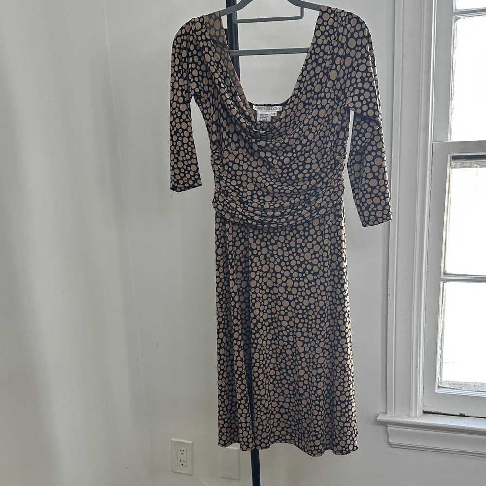 Maggy London Black and Tan Midi Dress